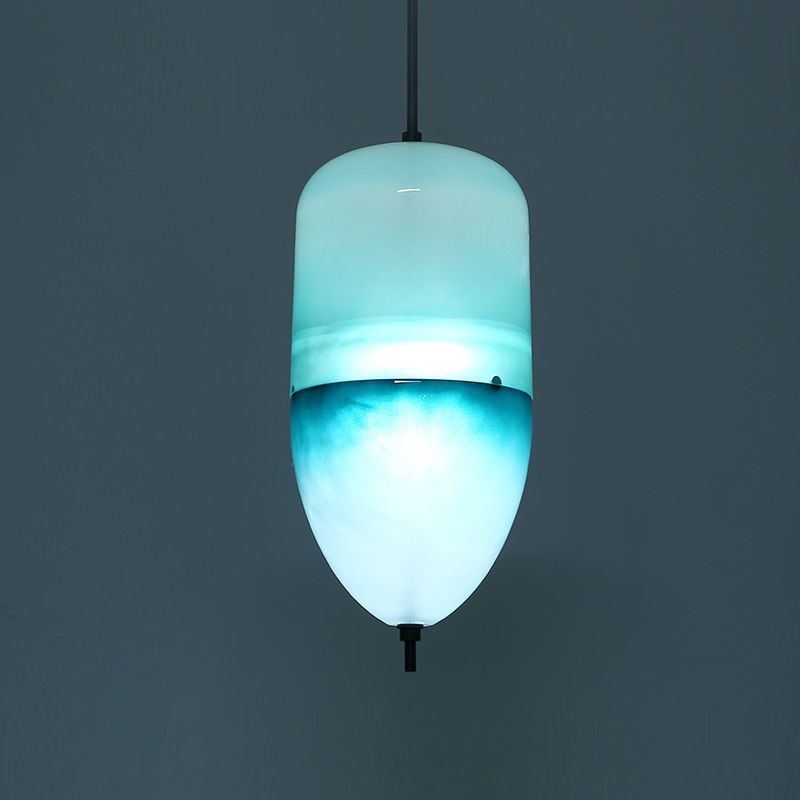 Lampe de suspension en verre de forme ovale créative moderne la lumière suspendue à 1 lumière pour salle à manger