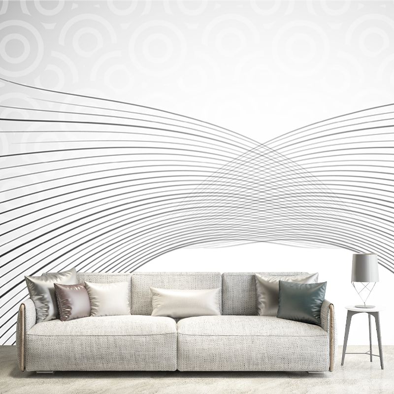Curved Lines Wall Mural Decal Minimalism Stain-Proof Bedroom Wall Art, Made to Measure