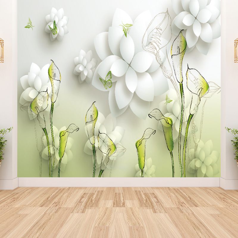 Illustration Flower and Butterfly Mural Whole Wall Decor for Girls Room, Custom Made