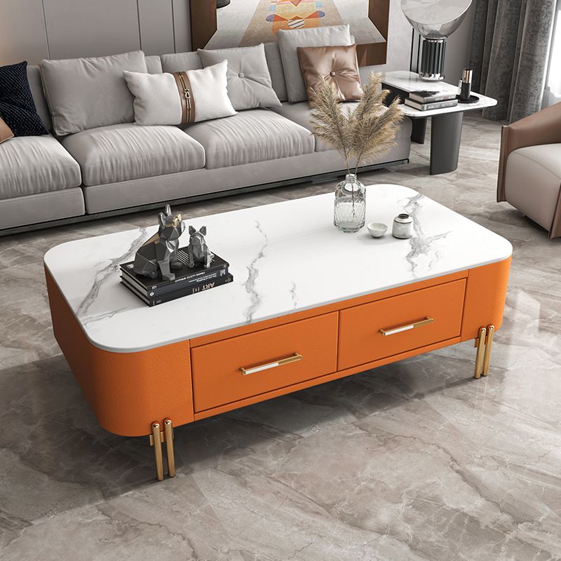 4 Legs Steel Frame Base Design Grey/white Slate Top Coffee Table