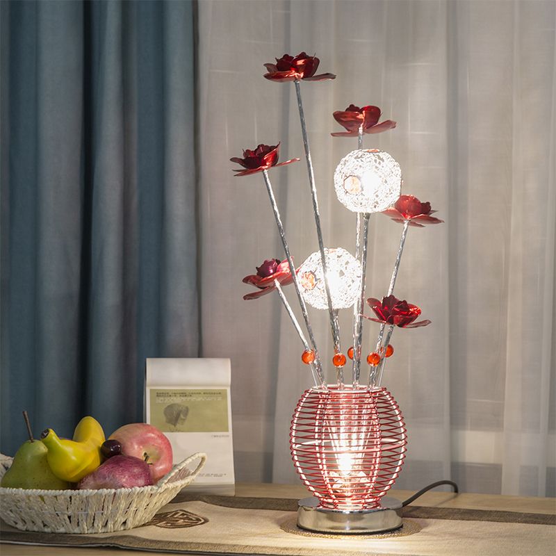 Rosa/rote LED Rosentisch Leichte dekorative Aluminium sphärische dekorative Nachttischlampe für Schlafzimmer