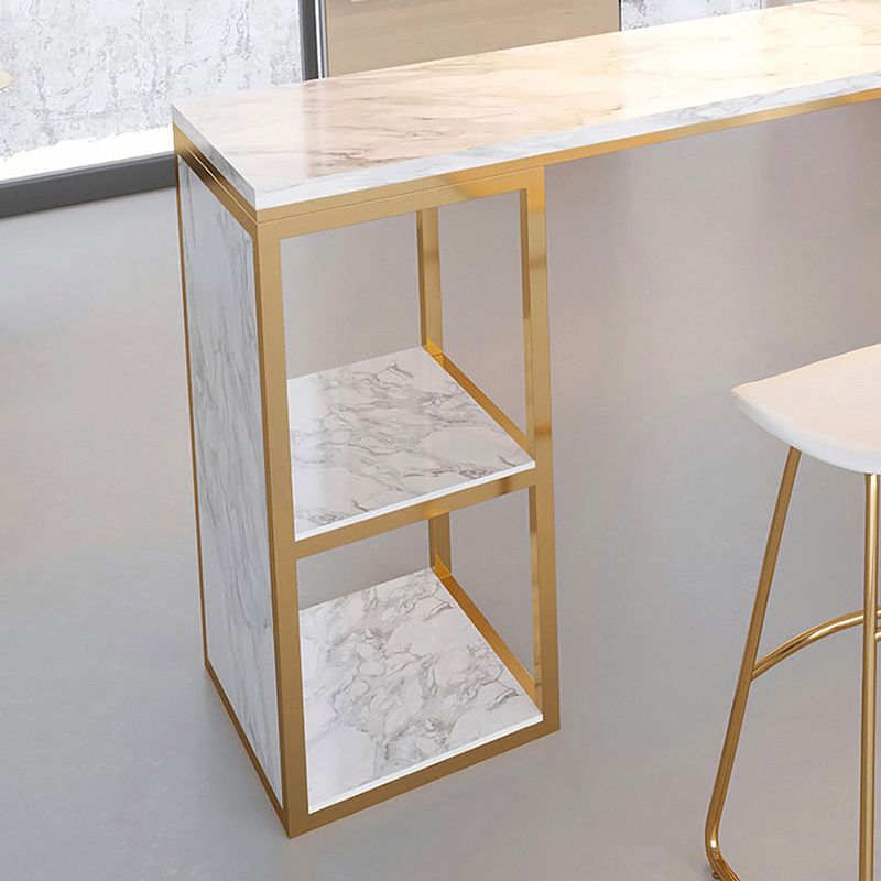 Rectangular Bar Height Table Faux Marble Top Bistro Pub Table for Patio Use