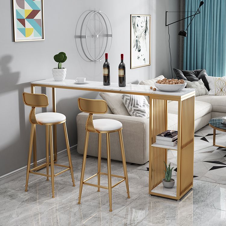 Indoor Glam Counter Height Set Rectangle 1/2/3 Pieces Marble Storage Bistro Set