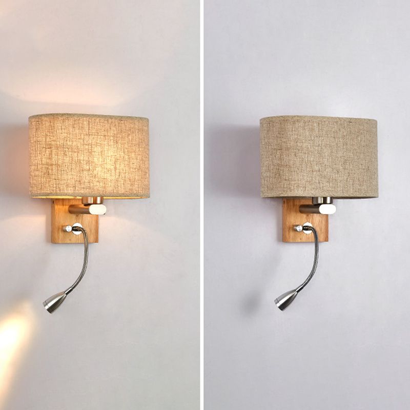 Simplicidad de tela Simplicidad Mini Mini Spotlight Diseño Lámpara de lectura de madera para dormitorio