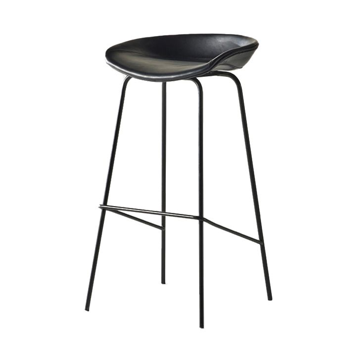Modern Backrest Armless Counter Stool Iron Bar Stool with Pedal for Cafe