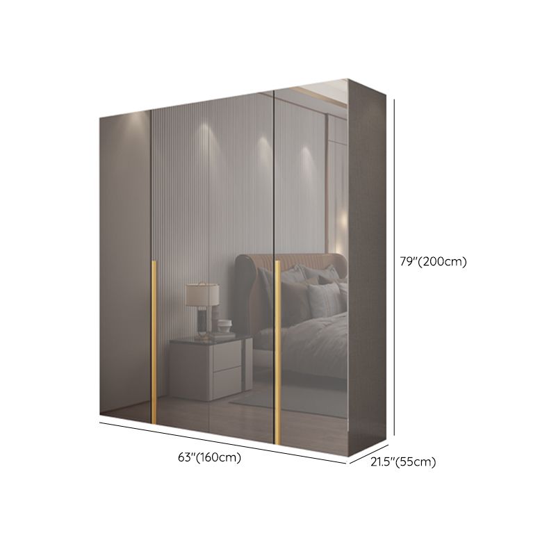 White Paint Light Luxury Wooden Wardrobe with Shelves and Sliding Door