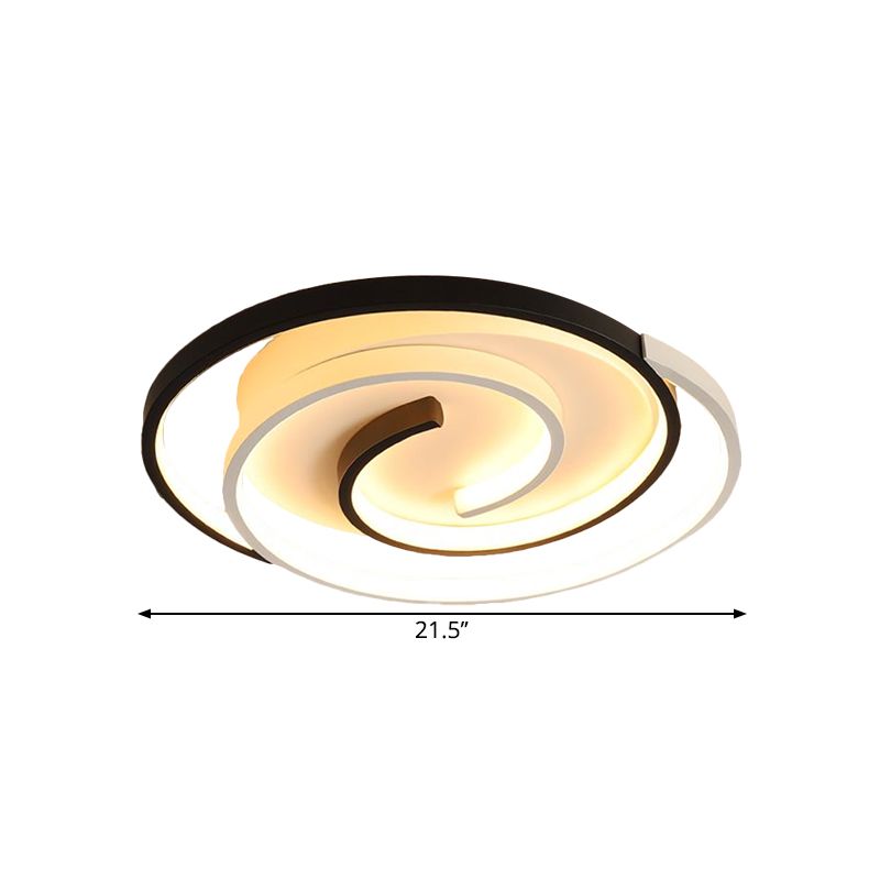 Swirling Flush Ceiling Light Modernist Acrylic LED Black Flush Mount Lamp, 18"/21.5" Wide