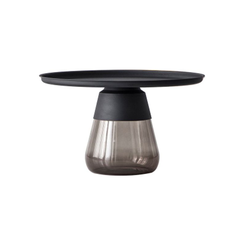 Mid-Century Modern Pedestal Tray Top Round Single Coffee Table