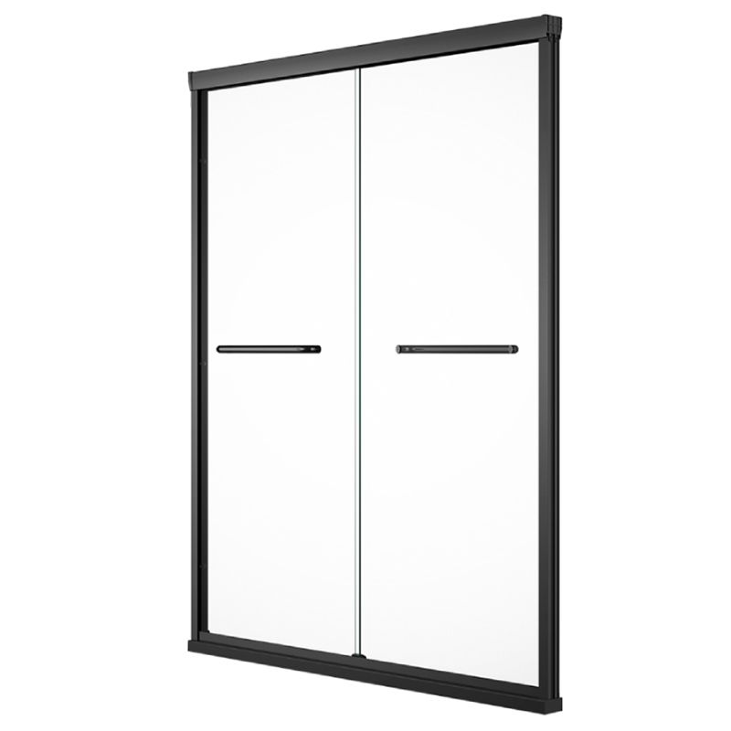 Semi Frameless Black Shower Door Double Sliding Clear Shower Doors