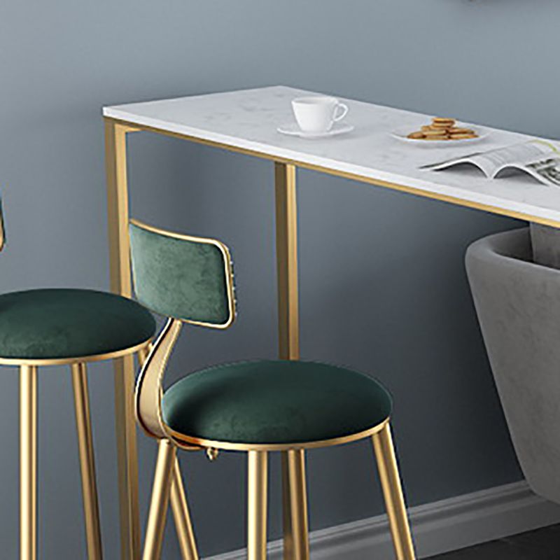 Faux Marble Counter Table Modern Rectangle Counter Table with Metal Legs