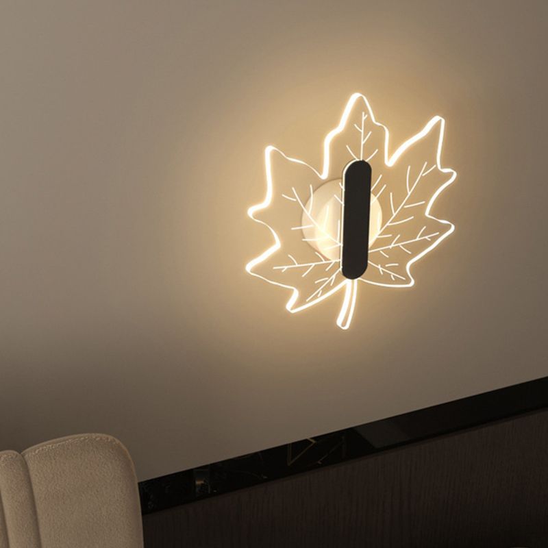 Metal and Acrylic LED Wall Flush Mount Contemporary in Black / White / Gold