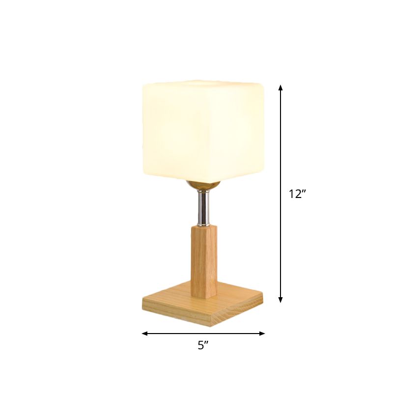 Globe/Zylinder/quadratische Nachttischlicht modernistisch gefrostetes Glas 1 helle Holz Nachtlampe für Bett