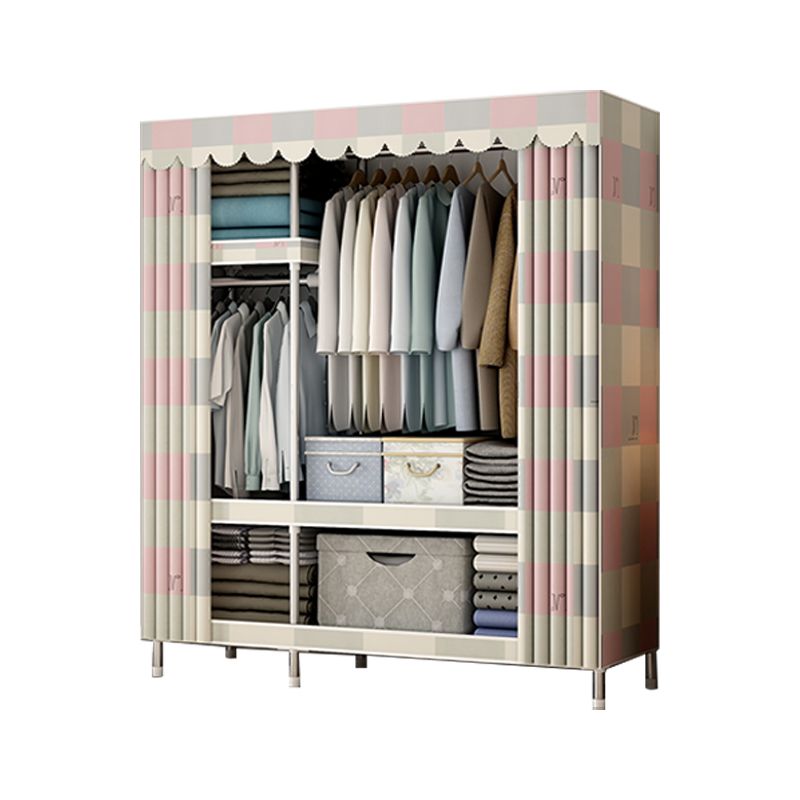 Modern Metal Wardrobe Cloth Rod Included Wardrobe Closet with Shelves