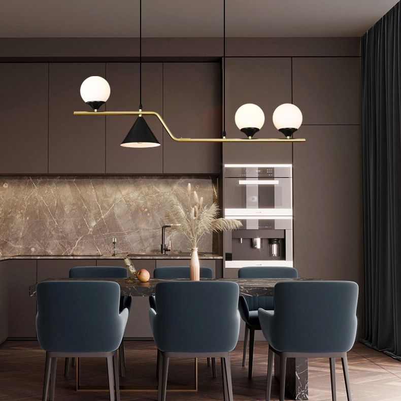 Contemporary Style Spherical Hanging Pendant Lights Glass Island Lights