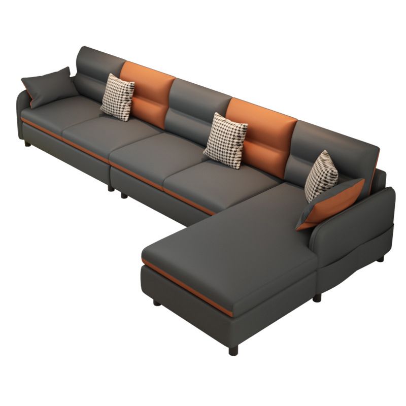 Stain-Resistant Sectionl with Storage Faux Leather 102"  Sectional
