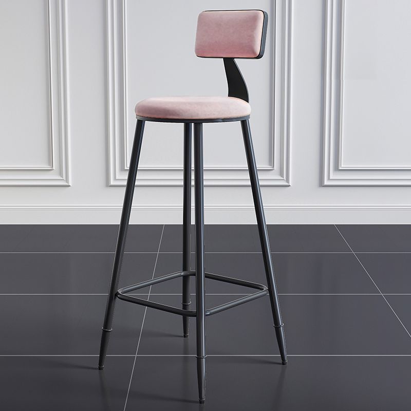 Modern Backrest Armless Counter Stool Iron Dining Room Bar Stool with Cushion and Pedal