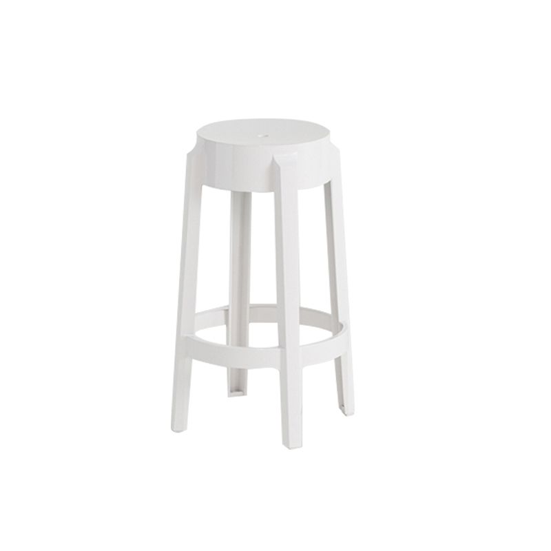 Contemporary Plastic Backless Counter High Stool with 4 Legs