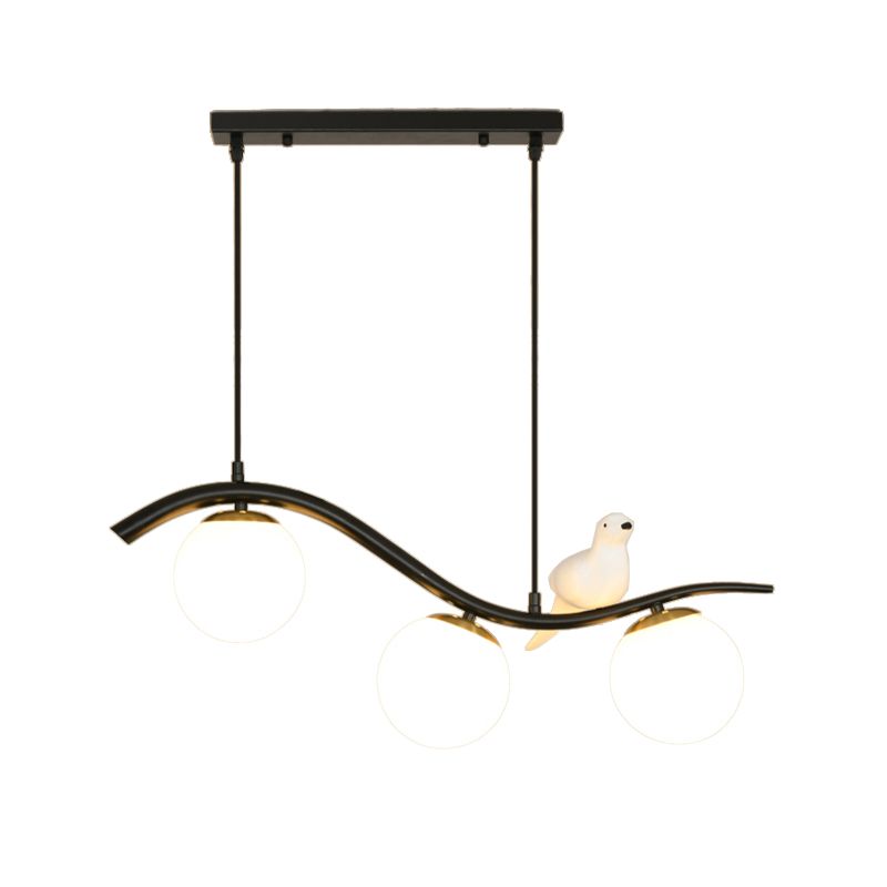 Industrial Black Kitchen Island Lighting Glass Shaded Ceiling Light for Home