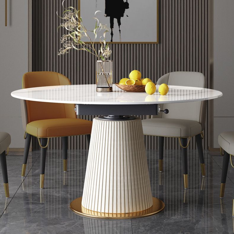 Modern Dining Room Set Standard Height with Sintered Stone Top and White Leg Formal Table Set