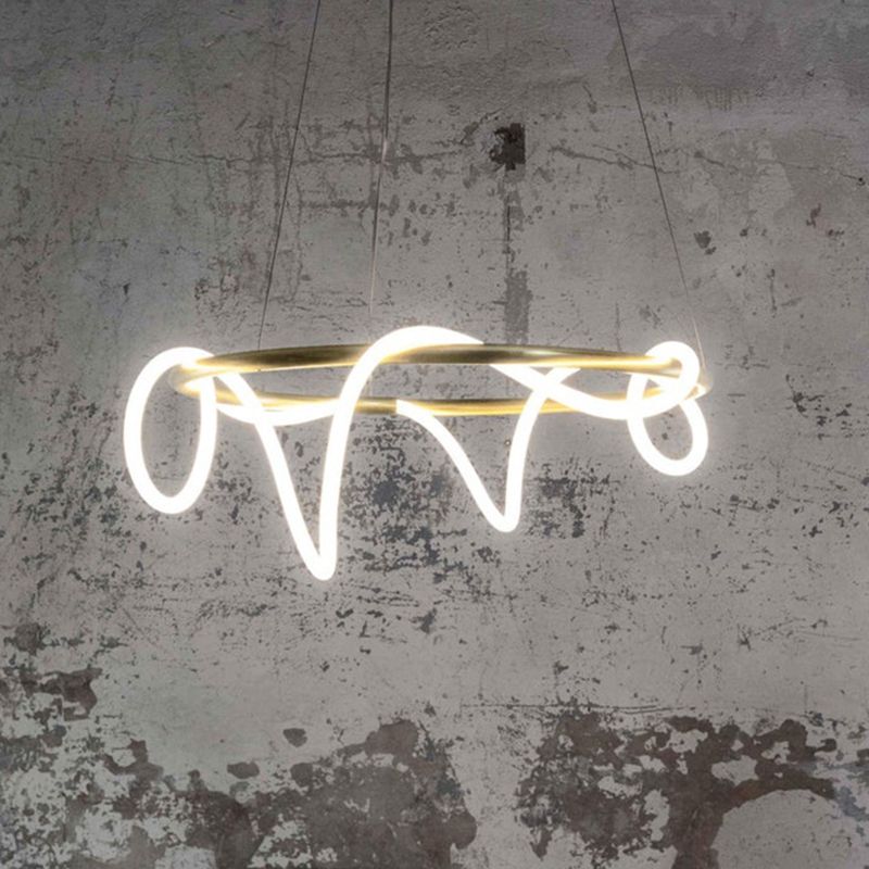 Flexibele buis kroonluchter eenvoud acryl gold led plafond hanger voor woonkamer