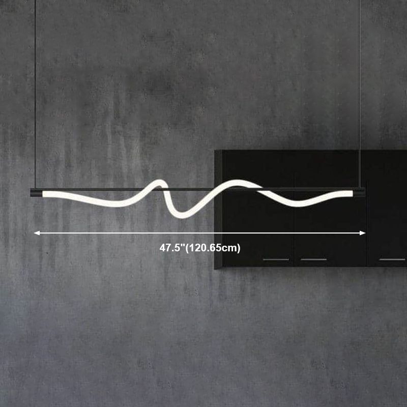 Modern Pendant Lighting Linear Island Chandelier Lights in Black and White