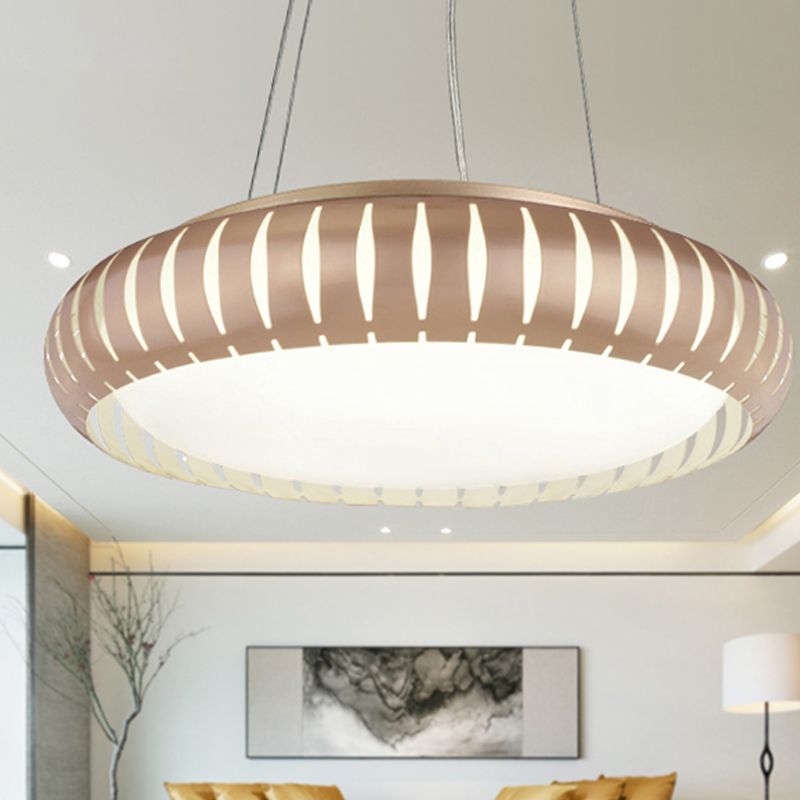 Lámpara moderna de metal de metal de techo redondo LED/negro/blanco en luz cálida/blanca/natural, 18 "/22" de ancho