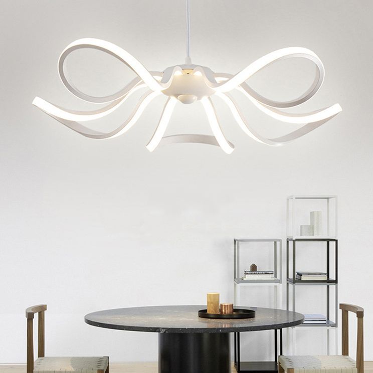 Modern Simple Flower Chandelier Lamp Aluminum LED Hanging Light for Dining Room