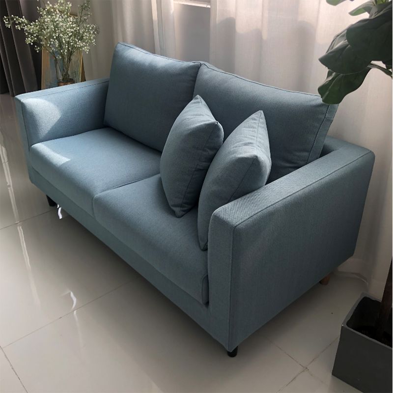 Contemporary Linen Tuxedo Arm Standard Sofa with Loose Back for Living Room