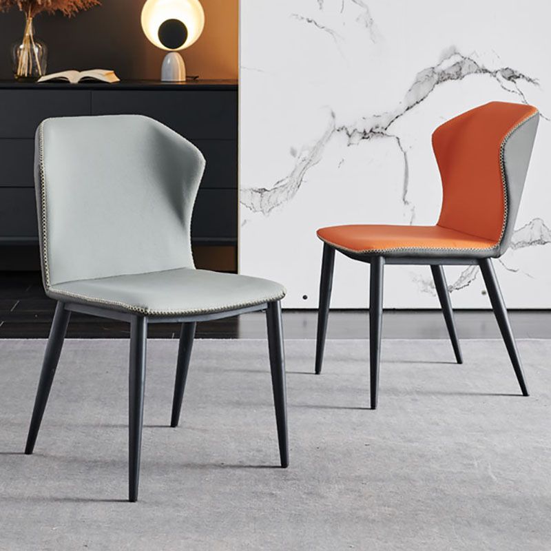 Minimalist Style Wingback Parsons Chair Leather Dining Chairs for Kitchen
