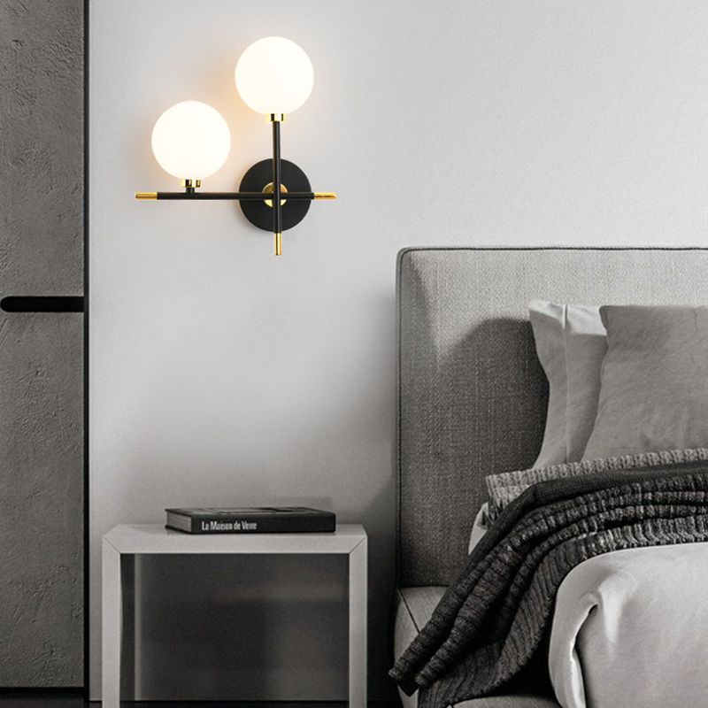 Wohnzimmer Glas Metall Wandleuchte zeitgenössische 2 Kopfwand montierte Leuchte