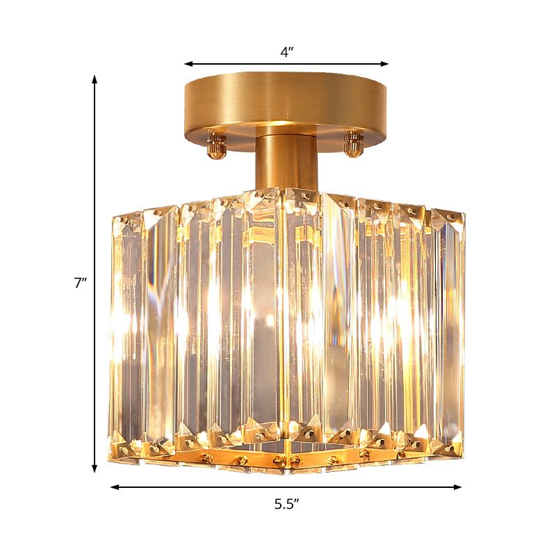 1 Corridor Light Corridor Semi Flush Mount Lumière avec Crystal Crystal Shade moderne Crimular Crystal Light Light