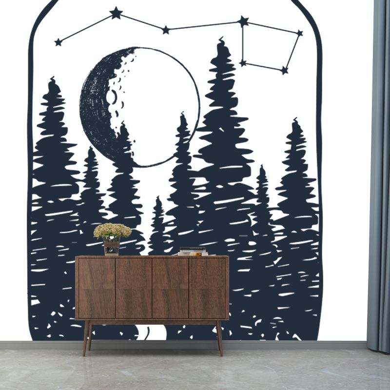 Forest in the Bottle Mural Black-White Modern Art Wall Covering for Living Room, Custom Size