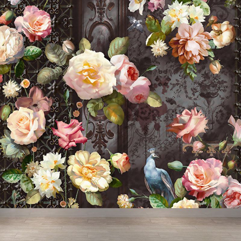 Contemporary Flower Print Mural Pastel Color Florentine Wall Art, Made to Measure