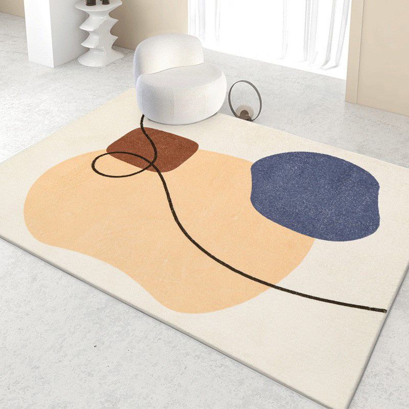 Beige Modern Rug Irregular Line Rug Washable Rug for Home Decor