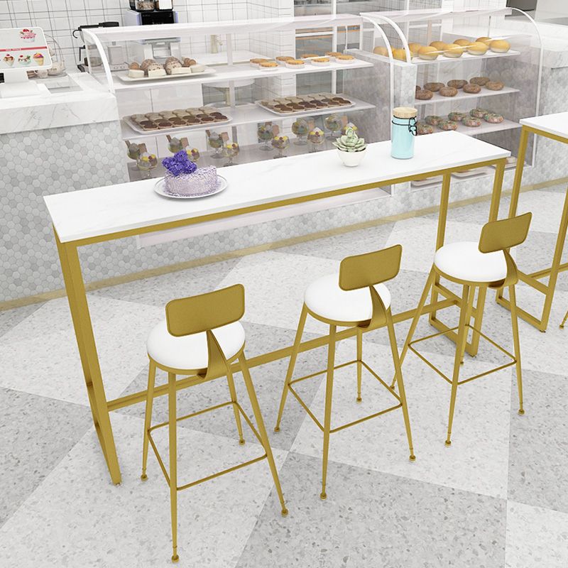 Glam 1/4 Pieces Bar Table Set Rectangle Stone Counter Table with High Stools for Balcony