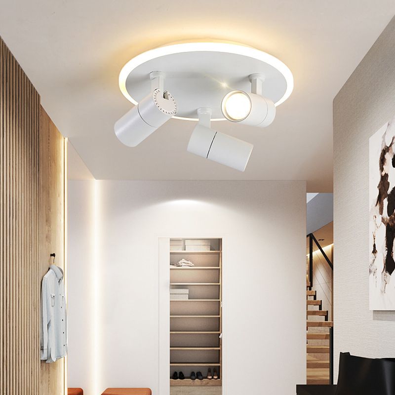 Modern 3-Light LED Flush Mount Lighting Track Light White Spotlight Round Light for Bedroom or Balcony