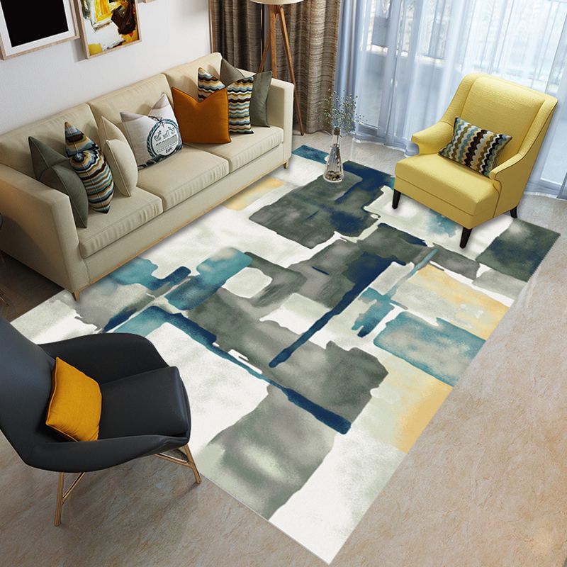 Glam Living Room Rug Multi Colored Abstract Pattern Carpet Synthetics Machine Washable Non-Slip Rug