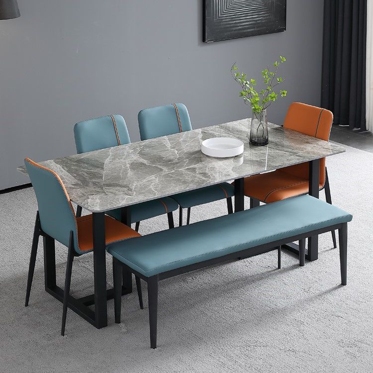 Sintered Stone Dining Table Modern Double Pedestal Table for Home Use