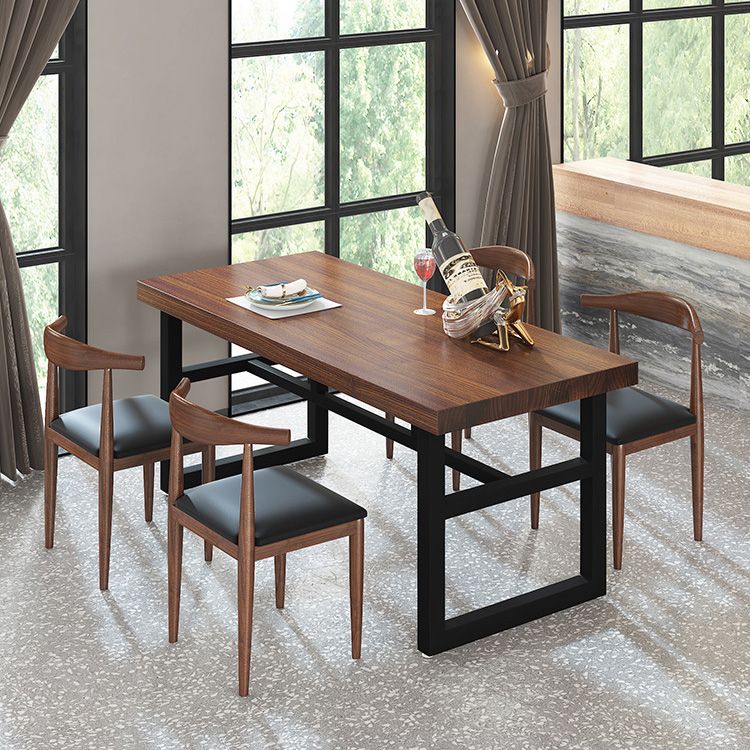 Industrial Rectangle Dining Table Wooden Table with Metal Base for Home Use