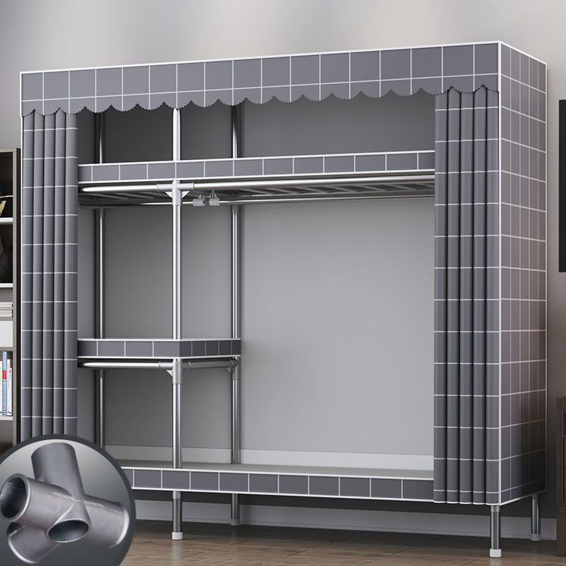 Contemporary Style Metal Wardrobe Cloth Rod Included Wardrobe Closet for Home