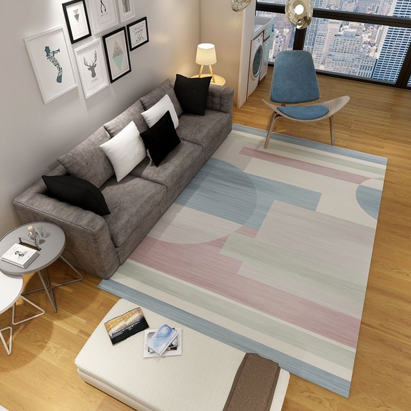 Simple Geo Pattern Rug Multi Colored Polypropylene Area Carpet Easy Care Machine Washable Rug for Living Room