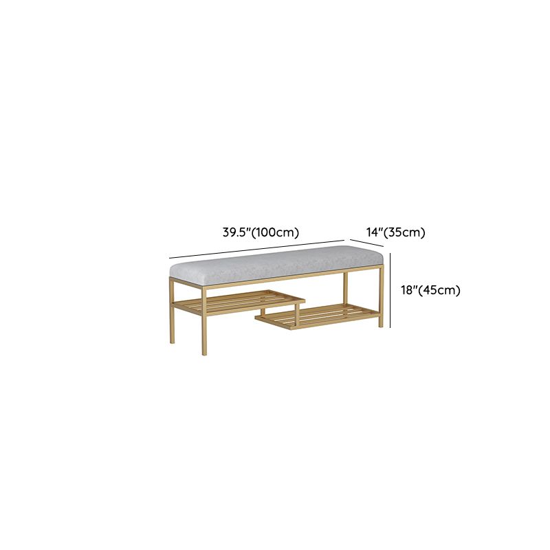 Metal Cushioned Included Bench Contemporary Accent Bench with Shelves