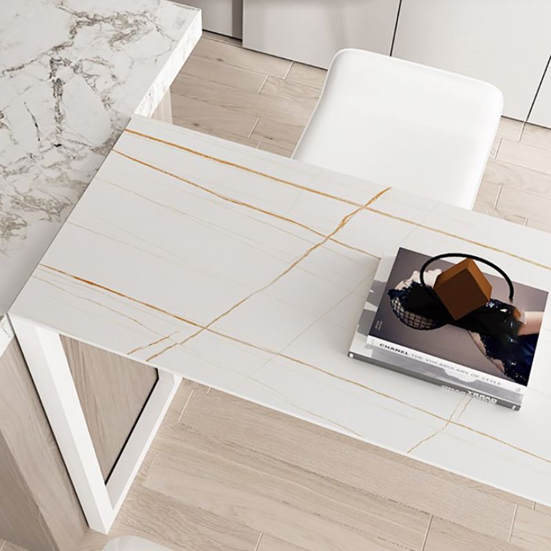 Stone Counter Table Iron Base 42-inch Height Contemporary Bar Table for Island