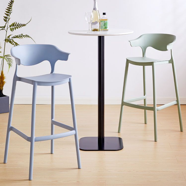 Scandinavian Plastic Barstool Low Back Counter Stool Footrest Furniture