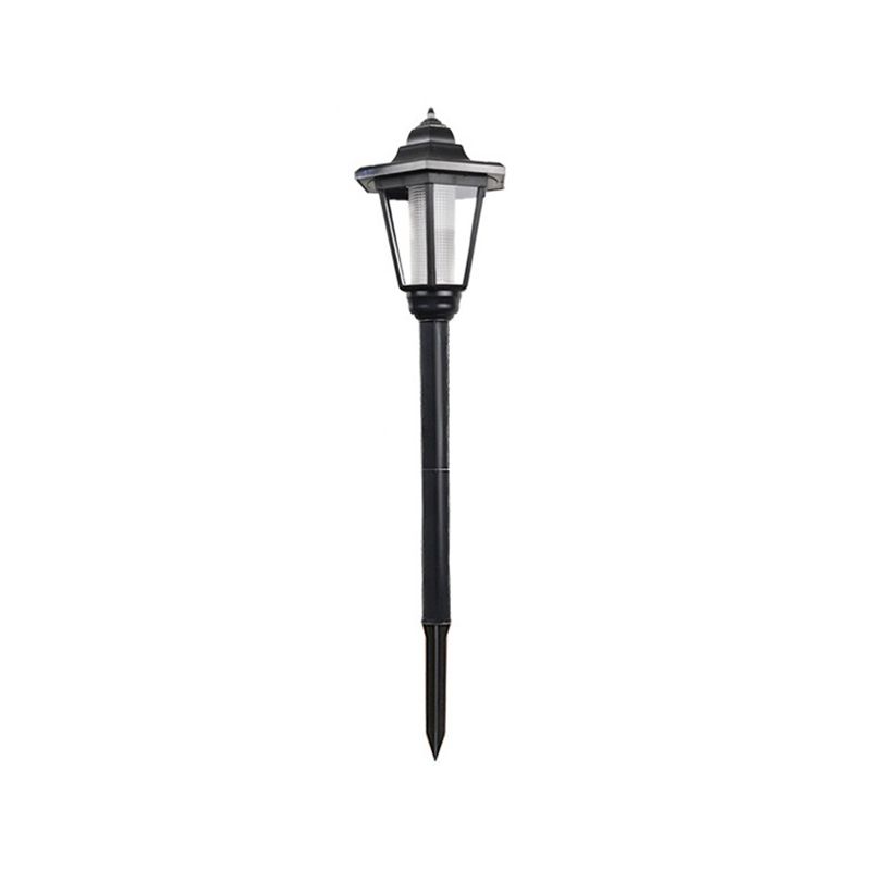 Black Hexagonal LED Outdoor Mosquito Lamp Vintage Plastic Solar Stake Lighting for Garden