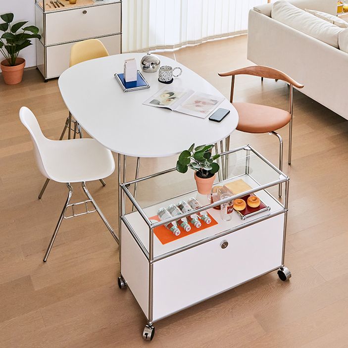 Sintered Stone Modern White Table for Restaurant Oval Dining Table with 4 Legs