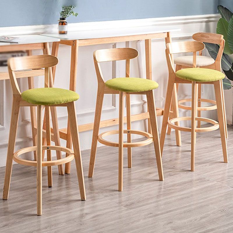 Contemporary Solid Wood Barstool Indoor Bar Stool with Low Back and Footrest