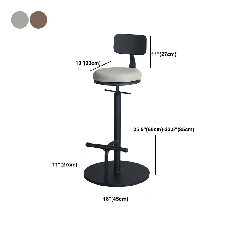 Industrial Metal Barstool Low Back Wood Counter Stool in Matte Finish