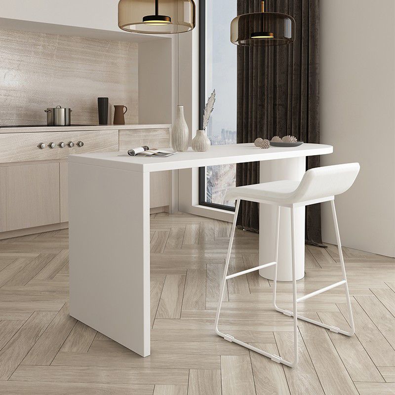 Contemporary Double Pedestal Bar Table White Solid Wood Bar Dining Table