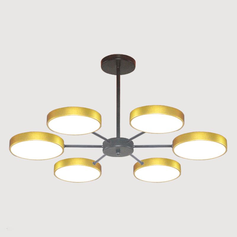 Modern Metal Chandelier Light Fixtures Round Multi-Head Suspension Pendant Lamps